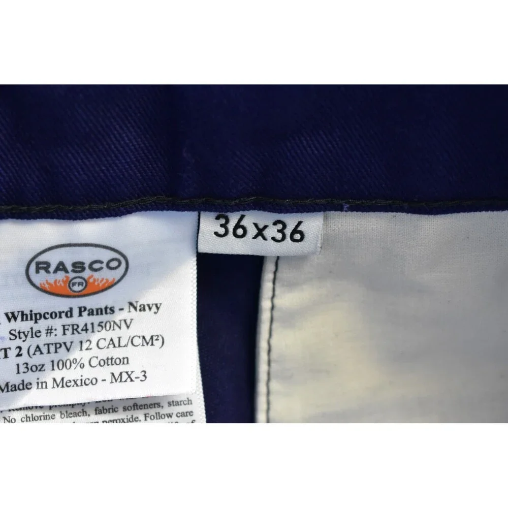 Rasco FR4150 Whipcord Flame Resistant FR Pants Navy Blue Uniform Mens 36x36Opens - Picture 10 of 12